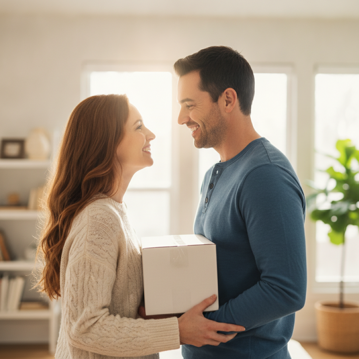 A couple receiving their plain, discreet delivery