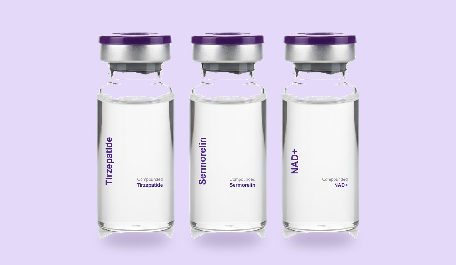 Tirzepatide, Sermorelin and NAD+ vials
